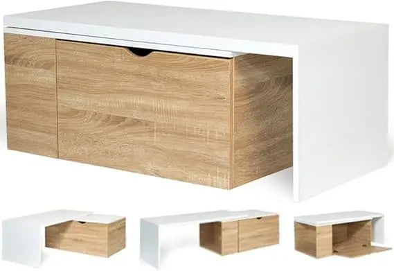 Table basse extensible bois blanc