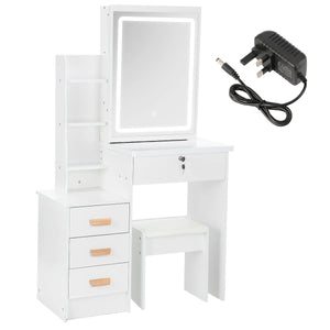 Coiffeuse blanche LED miroir coulissant