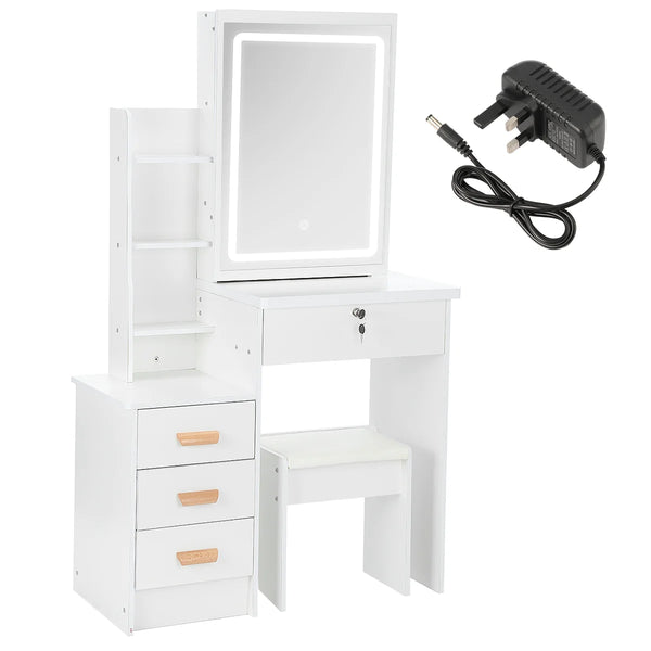 Coiffeuse blanche LED miroir coulissant