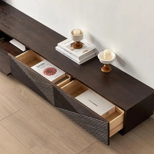 Meuble TV bas design nervuré