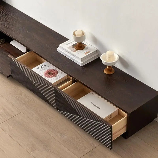 Meuble TV bas design nervuré