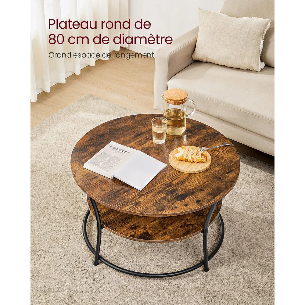 Table basse ronde bois industriel