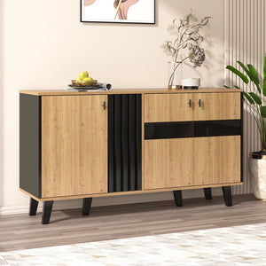 Buffet moderne bois et noir avec LED