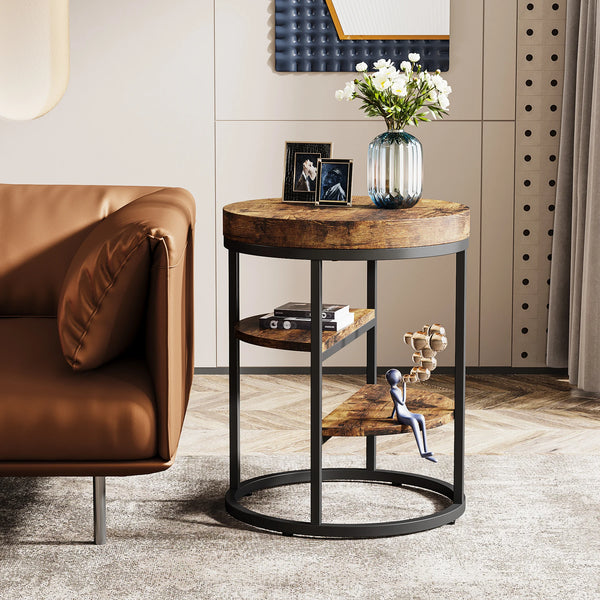 Table d’appoint ronde industrielle bois