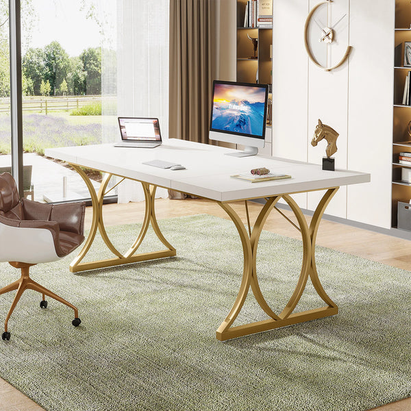 Bureau blanc doré design élégant