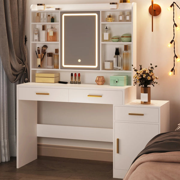 Coiffeuse blanche moderne avec LED