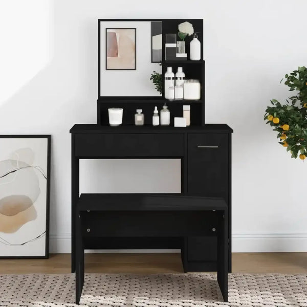 Coiffeuse noire moderne avec miroir