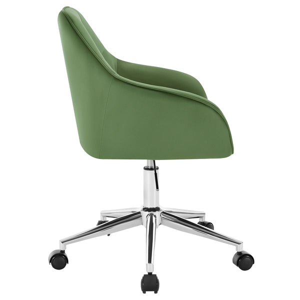 Chaise de bureau velours vert pivotante