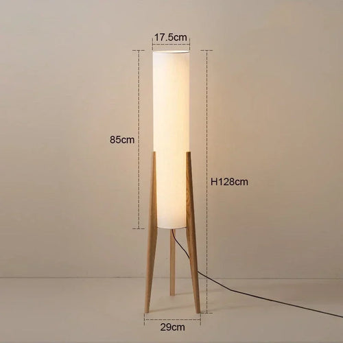 Lampadaire en bois massif design tissu