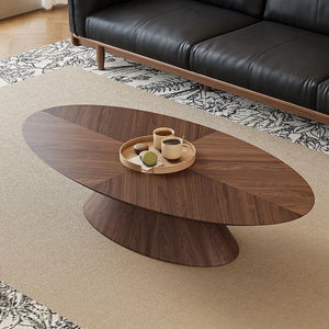 Table basse ovale noyer design nordique