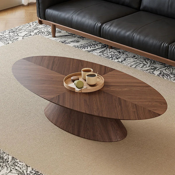 Table basse ovale noyer design nordique