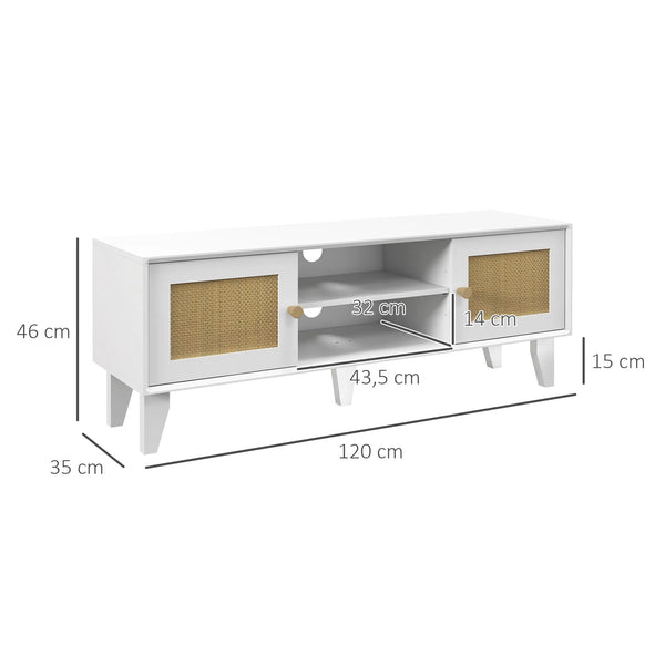 Meuble TV blanc cannage design