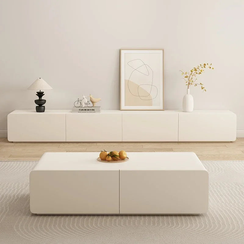 Meuble TV blanc crème scandinave