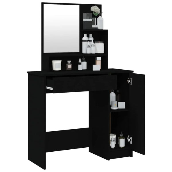 Coiffeuse noire moderne avec miroir