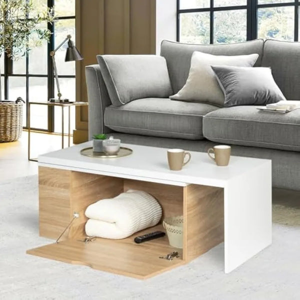 Table basse extensible bois blanc