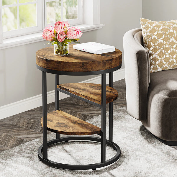 Table d’appoint ronde industrielle bois
