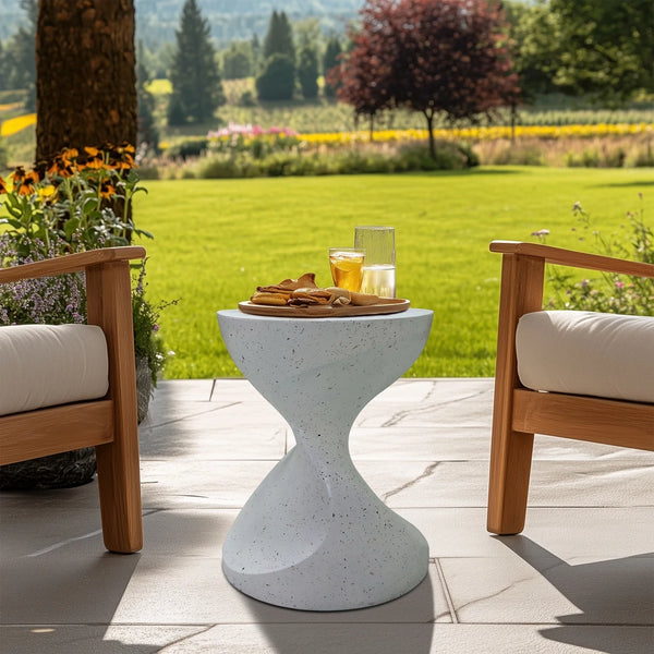 Table d’appoint ronde béton blanc