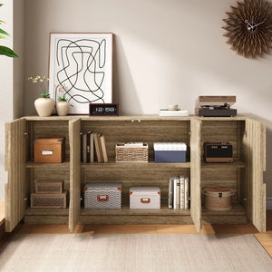 Buffet en bois naturel avec portes à ressort