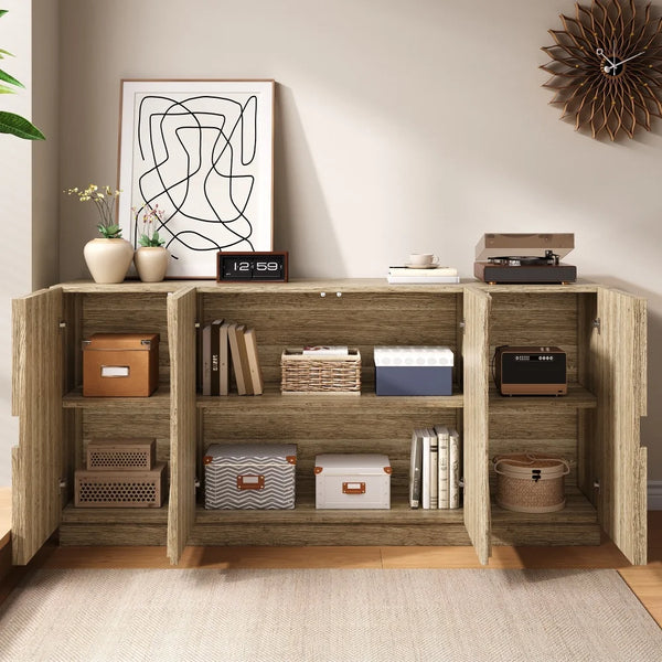 Buffet en bois naturel avec portes à ressort