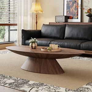 Table basse ovale noyer design nordique