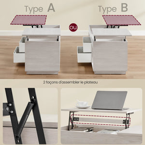 Table basse relevable moderne beige