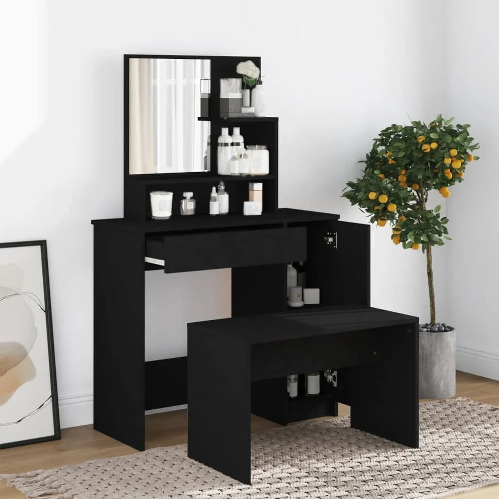 Coiffeuse noire moderne avec miroir