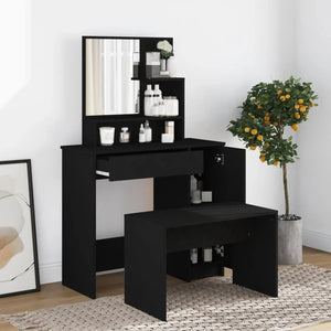 Coiffeuse noire moderne avec miroir