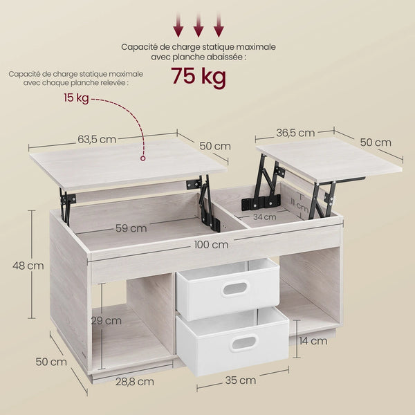 Table basse relevable moderne beige
