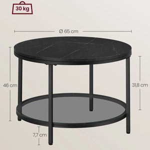 Table basse ronde noire marbrée
