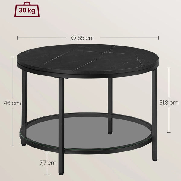 Table basse ronde noire marbrée
