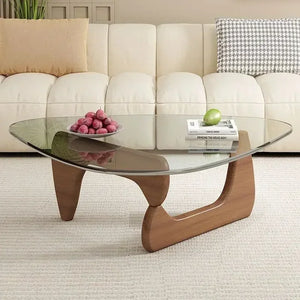 Table basse verre et bois massif