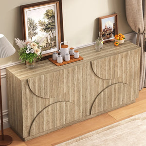 Buffet en bois naturel avec portes à ressort
