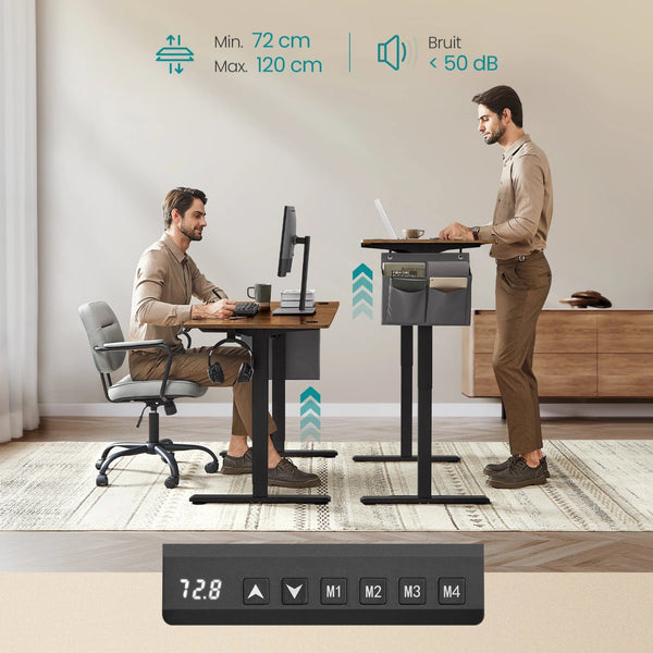 Bureau réglable électrique bois rustique