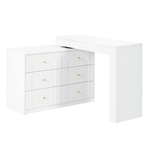 Coiffeuse blanche rotative avec LED