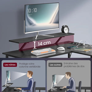 Bureau d’angle noir design LED