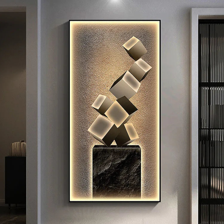 Tableau mural LED cubes flottants