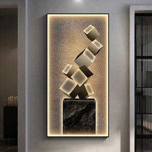 Tableau mural LED cubes flottants