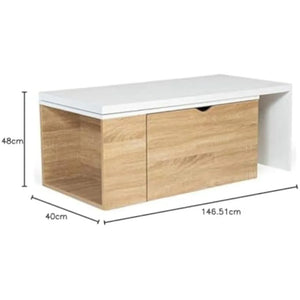 Table basse extensible bois blanc