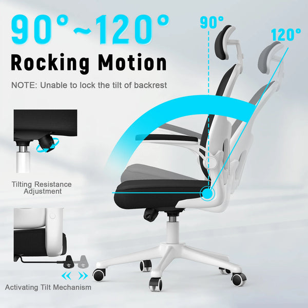 Chaise de bureau ergonomique noire blanche