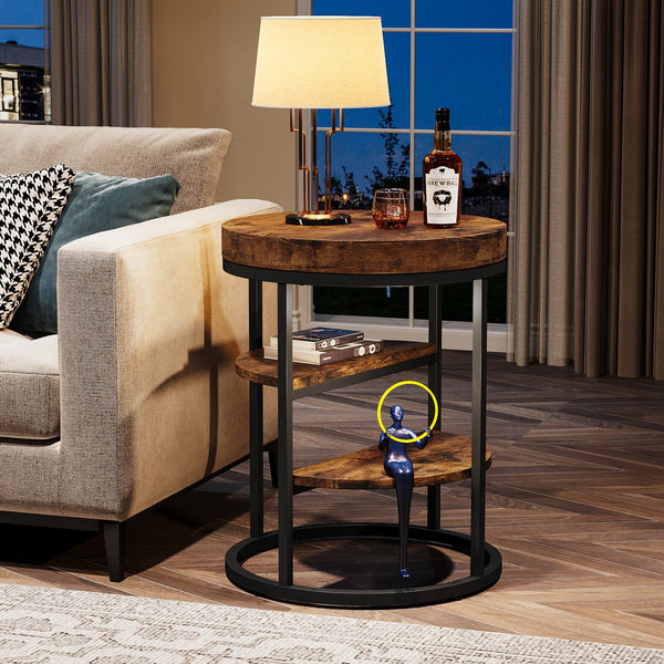 Table d’appoint ronde industrielle bois