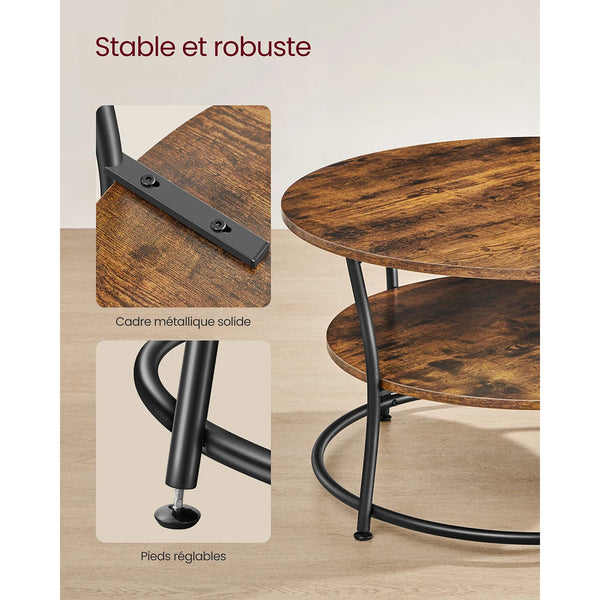 Table basse ronde bois industriel