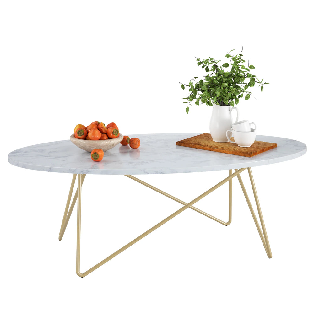 Table basse ovale effet marbre