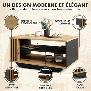 Table basse moderne bois et anthracite