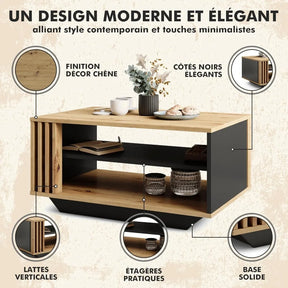 Table basse moderne bois et anthracite