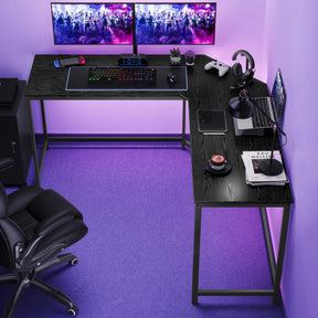 Bureau d’angle noir industriel compact