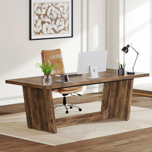 Bureau exécutif bois foncé industriel