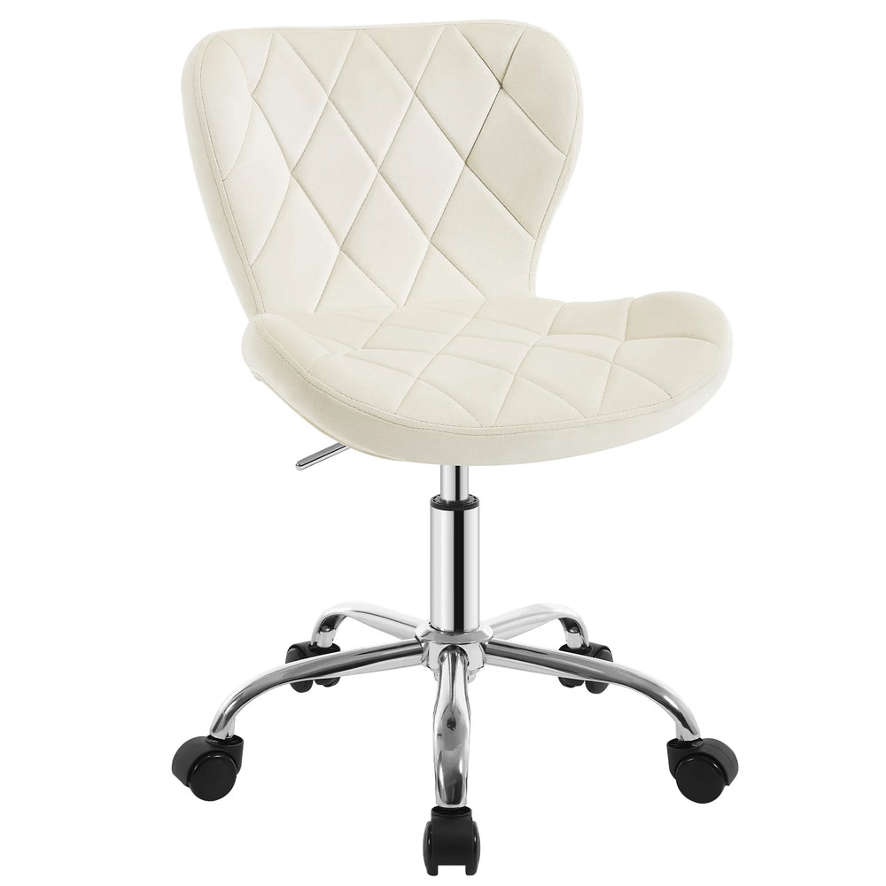 Chaise de bureau velours blanc réglable
