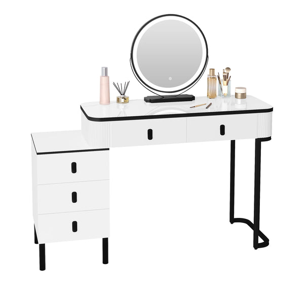 Coiffeuse blanche moderne avec miroir LED