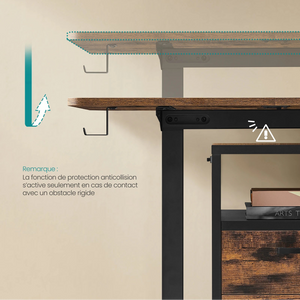 Bureau réglable électrique bois rustique