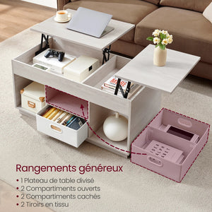 Table basse relevable moderne beige
